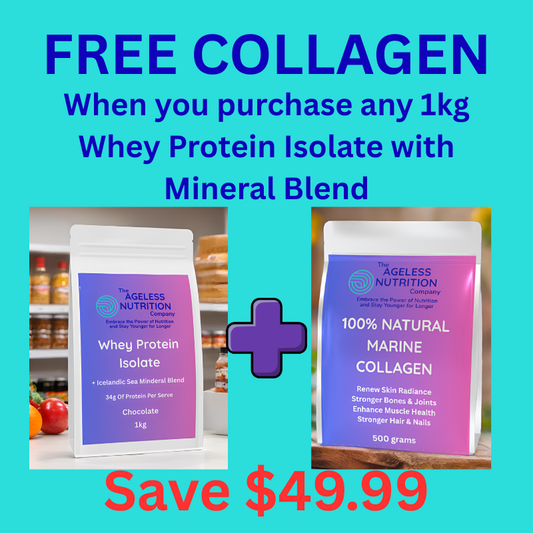 Whey Protein Isolate 1kg With FREE Marine Collagen 500g BUNDLE