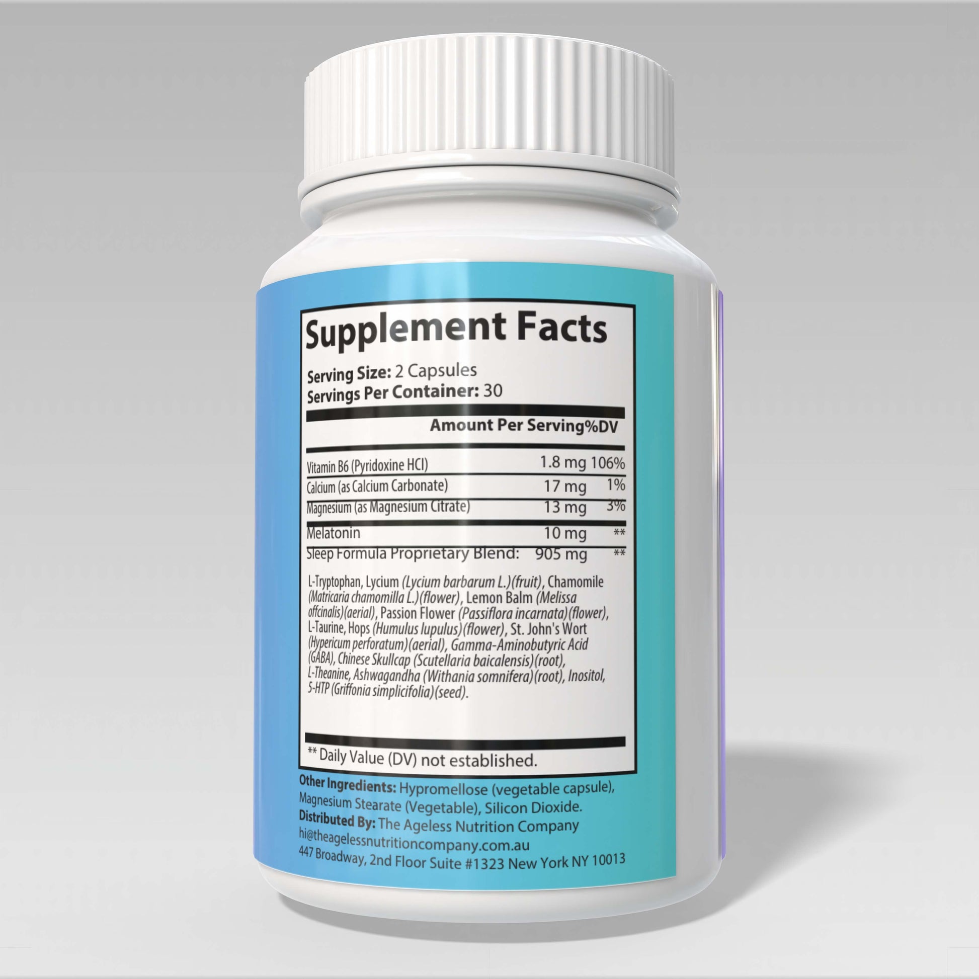 Sleep Supplement For Older Adults Supplement Facts label showing ingredients and dosage.