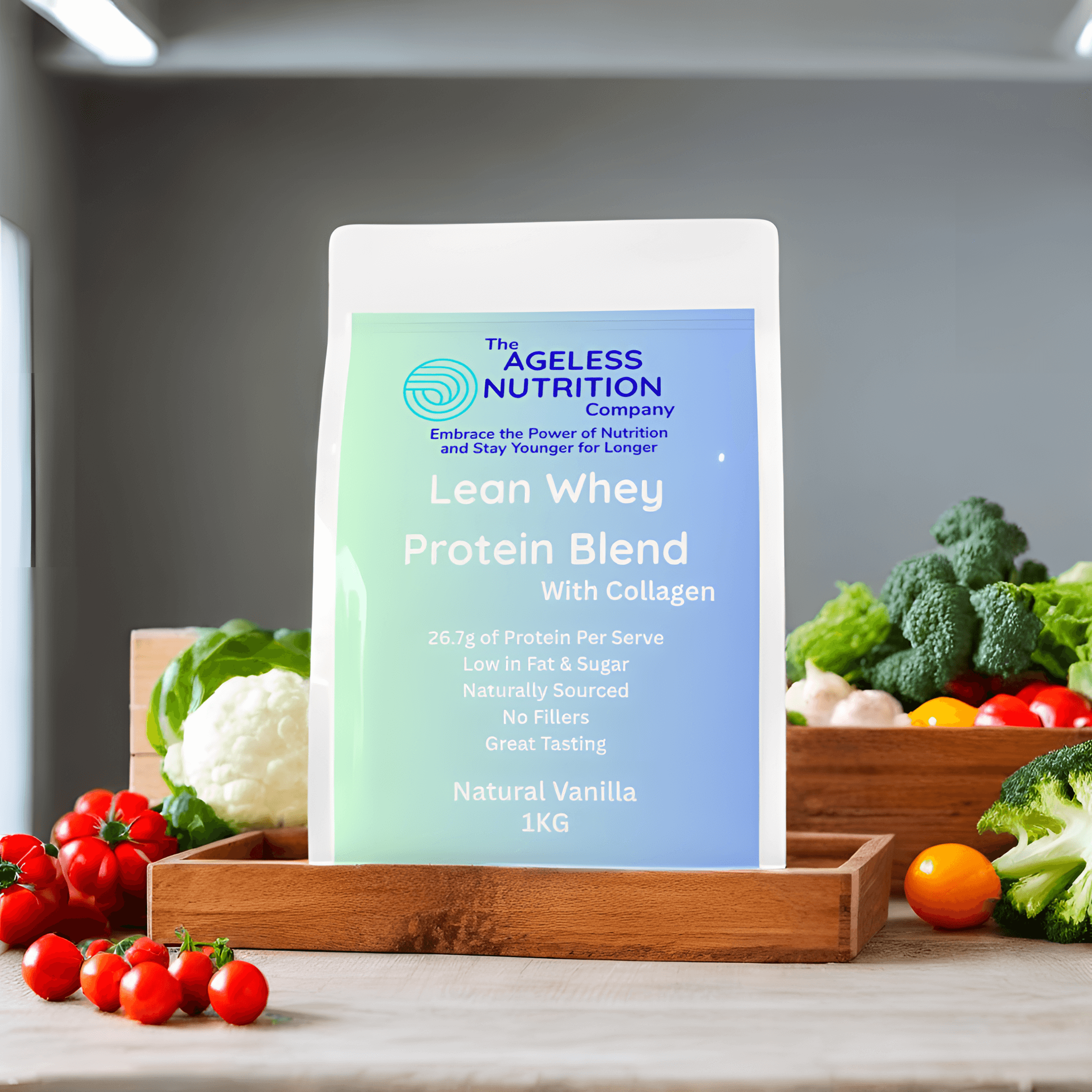 The Ageless Nutrition Co. Natural Whey Protein and Collagen Powder for Aging, 1kg